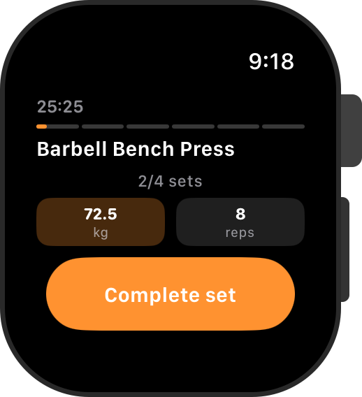 Apple Watch logging a set